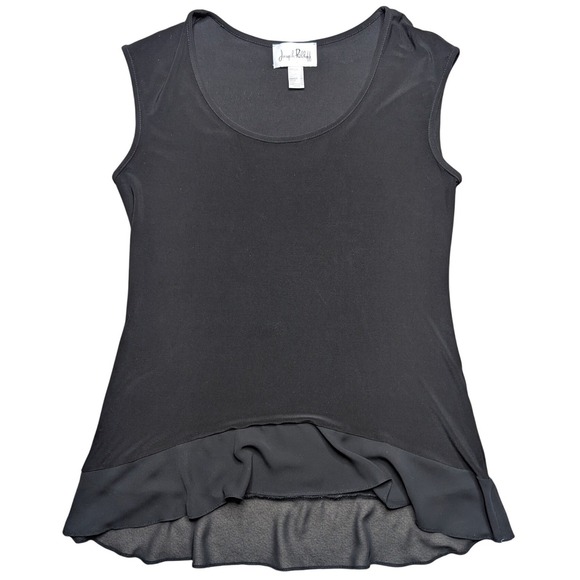 Joseph Ribkoff Tops - Vintage Joseph Ribkoff Size 8 Black Tank Top Mesh Trim Lightweight Flowy Layer